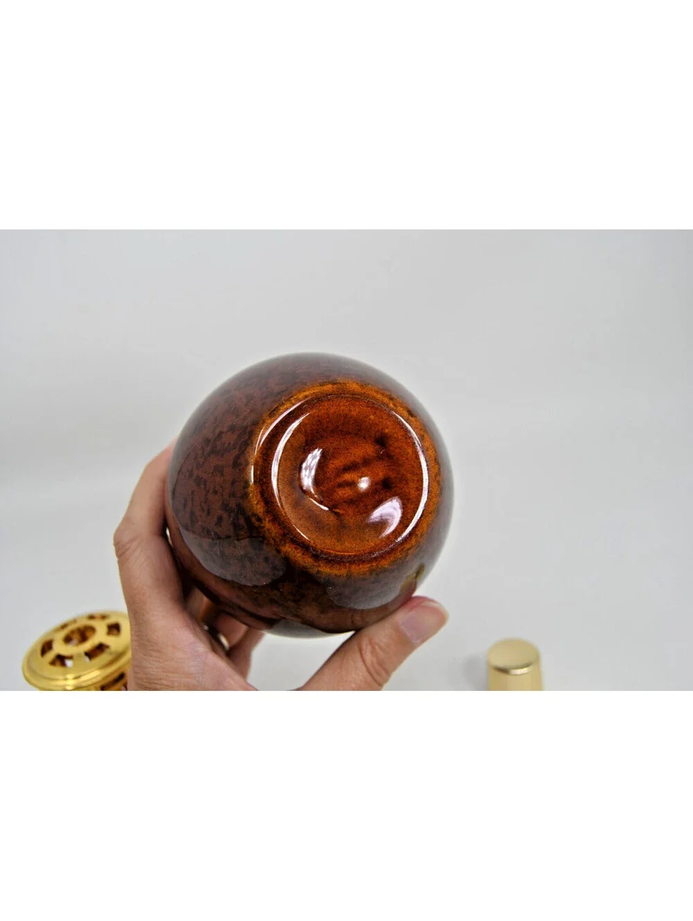 Lampe Berger Fragrance Lamp #5151 Saint Clement Tortoise Brown Gold Lid France